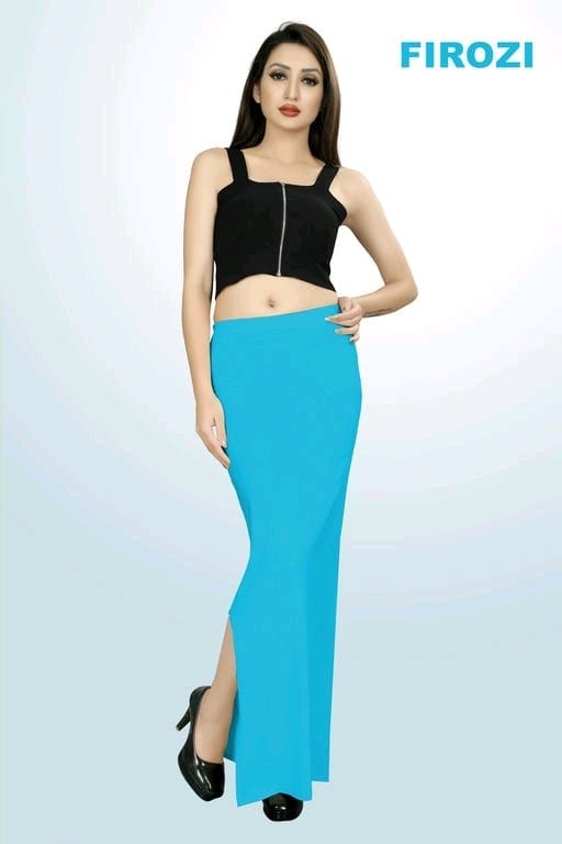 Women Saree Shapewear with Side Slit - Firozi Colour (Fish Cut Petticoat)