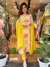 Load image into Gallery viewer, Kala Niketan Pure Muslin Floral Print Kurti With Pant &amp; Dupatta - 4 Colors Available
