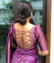 Load image into Gallery viewer, SUPER SOFT SILK SAREE WITH RICH PALLU IN SHINE PURPLE COLOR WITH SILVER ZARI WEAVING
