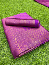 Load image into Gallery viewer, SUPER SOFT SILK SAREE WITH RICH PALLU IN SHINE PURPLE COLOR WITH SILVER ZARI WEAVING
