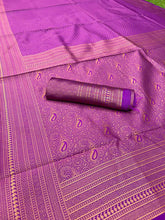 Load image into Gallery viewer, SUPER SOFT SILK SAREE WITH RICH PALLU IN SHINE PURPLE COLOR WITH SILVER ZARI WEAVING
