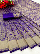 Load image into Gallery viewer, Kala Niketan Royal Blue Golden Zari Weaving Work Saree

