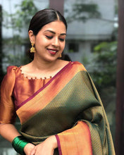 Load image into Gallery viewer, SUPREME SOFT SILK SAREE IN SHINE GREEN COLOR WITH RICH GOLDEN ZARI WEAVING
