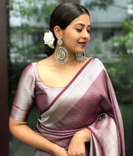 Load image into Gallery viewer, SUPER SOFT SILK SAREE WITH RICH PALLU IN MAROON COLOR WITH SILVER ZARI WEAVING
