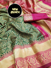 Load image into Gallery viewer, Kala Niketan Chanderi Archaic Traditional Kanchi Soft Silk Saree With Attached Blouse Sale - Srivalli Saree
