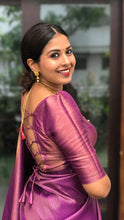 Load image into Gallery viewer, SUPER SOFT SILK SAREE WITH RICH PALLU IN SHINE PURPLE COLOR WITH SILVER ZARI WEAVING
